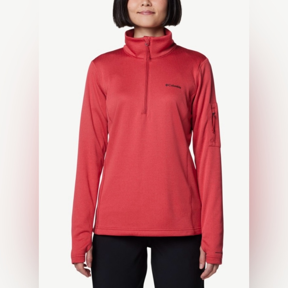 Columbia Park View Grid Fleece Long-Sleeve Half-Zip in the color Daredevil